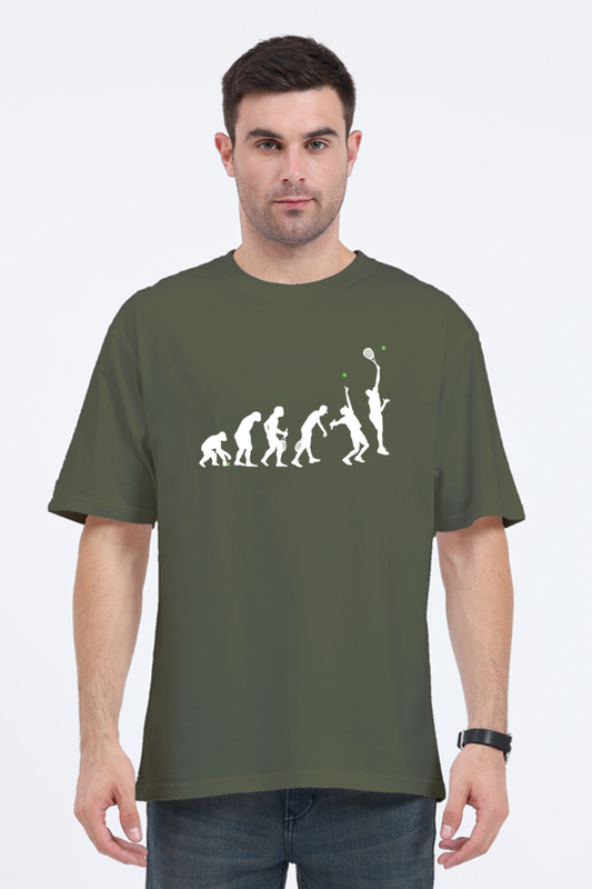 Folk Republic Graphic Print Crew Neck Oversized Olive Green T-shirt