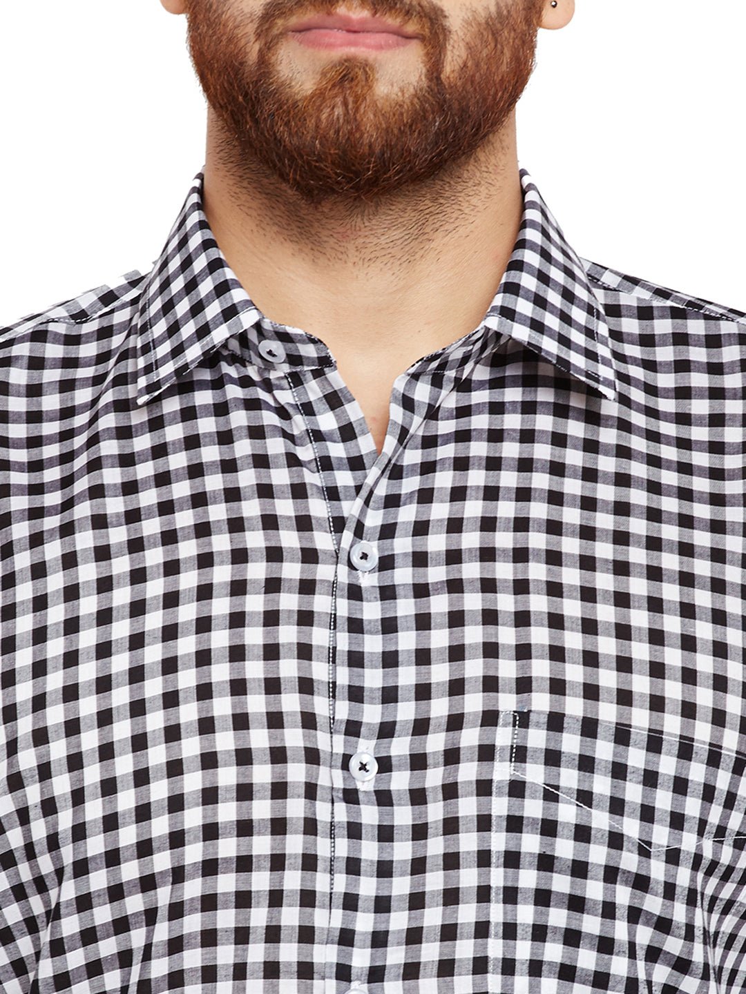Men Black Checks Slim Fit Pure Cotton Formal Shirt - #folk republic#
