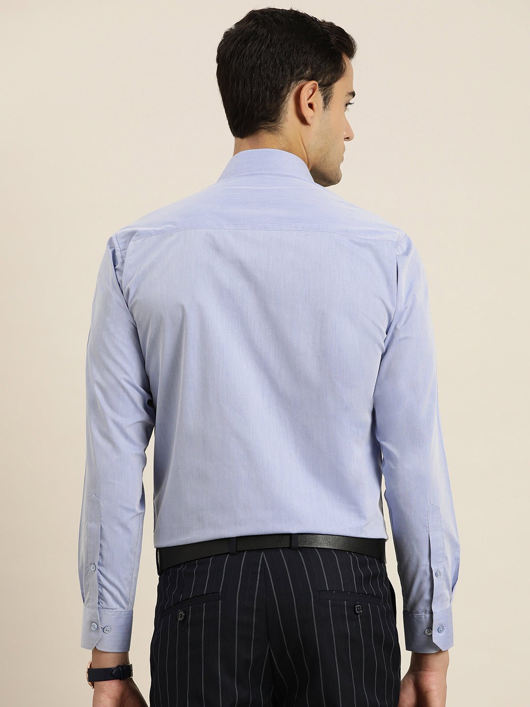 Men Blue Solid Cotton Rich Slim fit Formal Shirt - #folk republic#