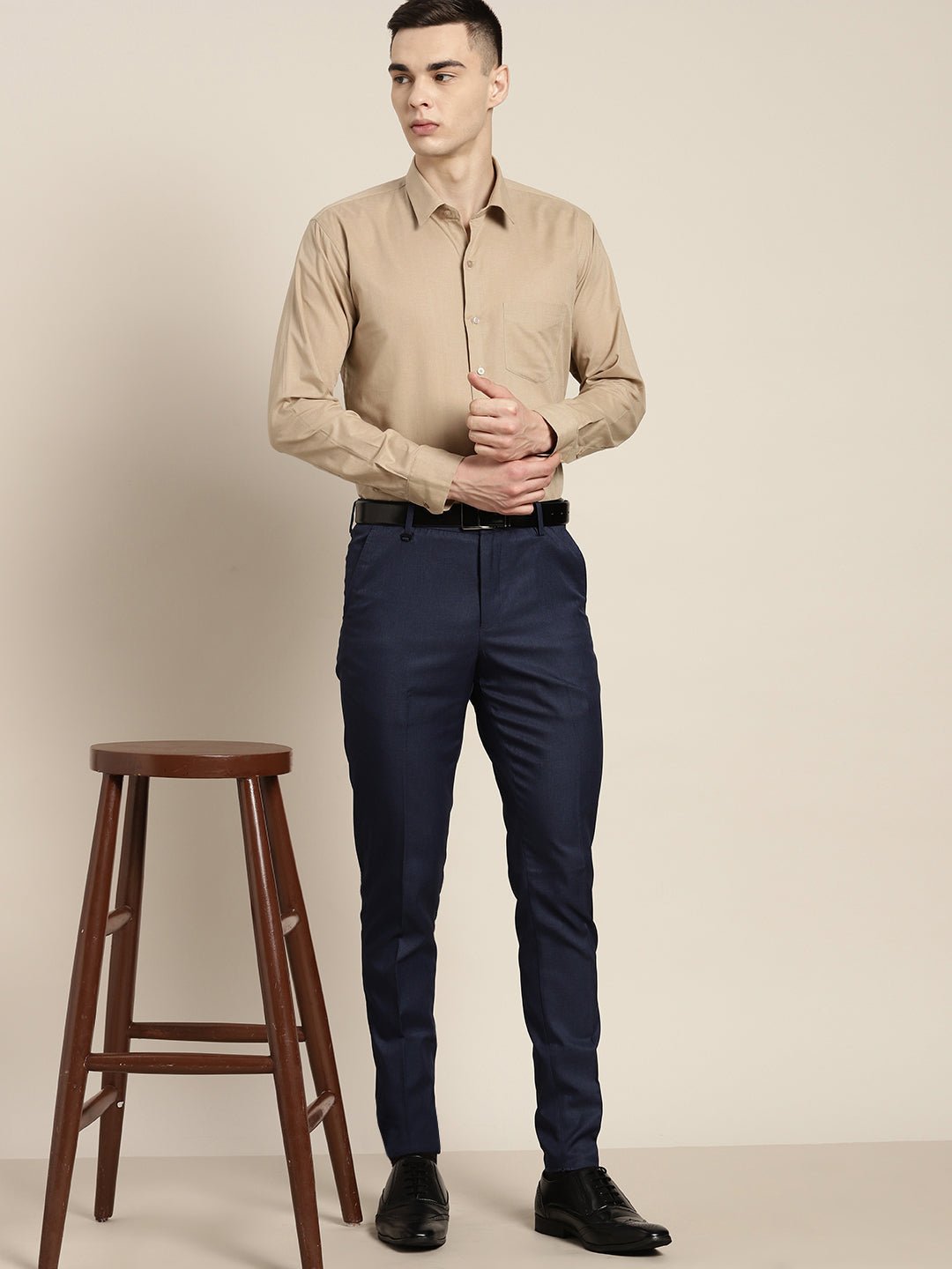 Men Brown Solid Linen Cotton Slim fit Formal Shirt - #folk republic#