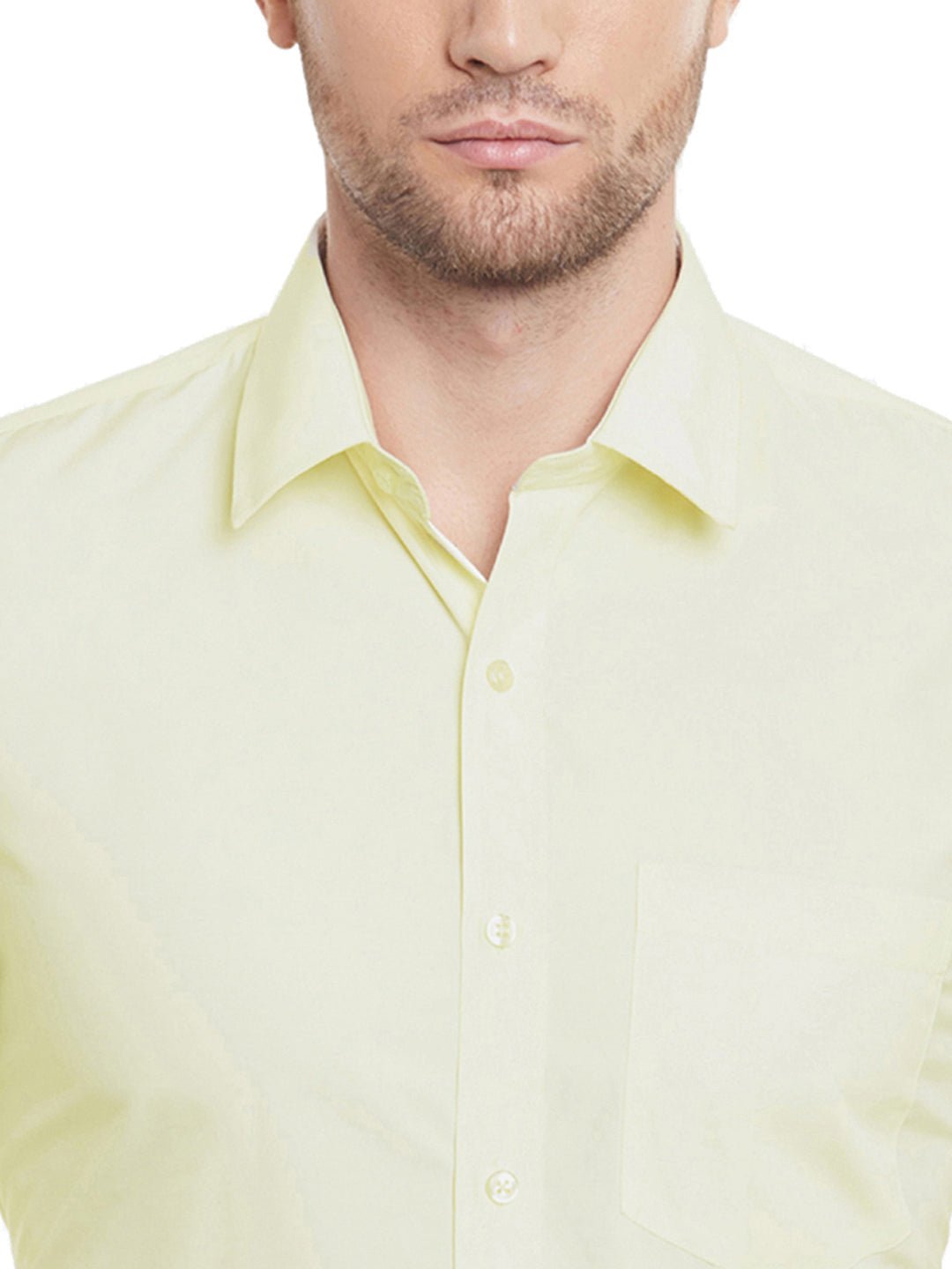 Men Lemon Solid Slim Fit Cotton Rich Formal Shirt - #folk republic#