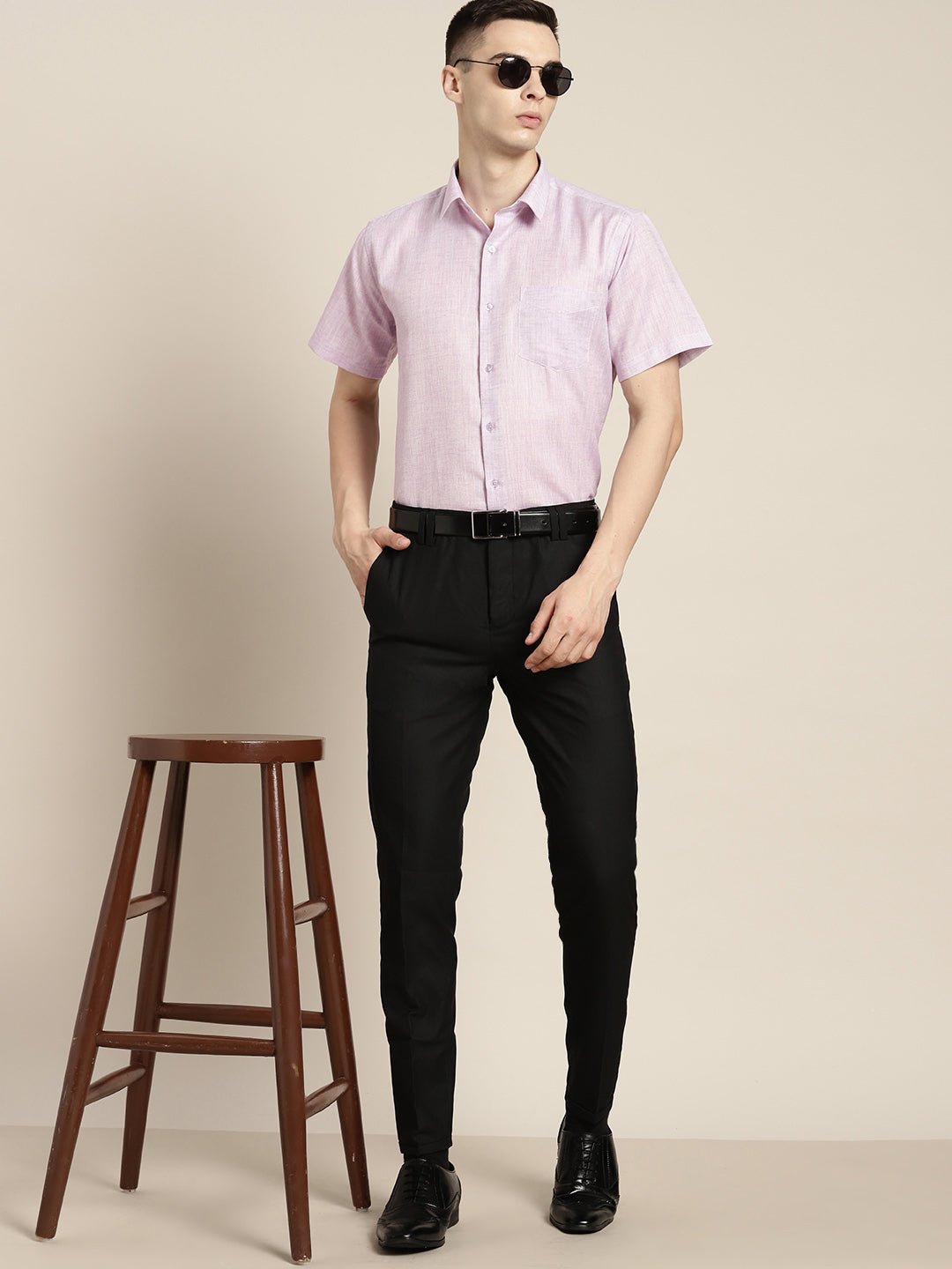 Men Purple Checks Cotton Rich Slim fit Formal Shirt - #folk republic#