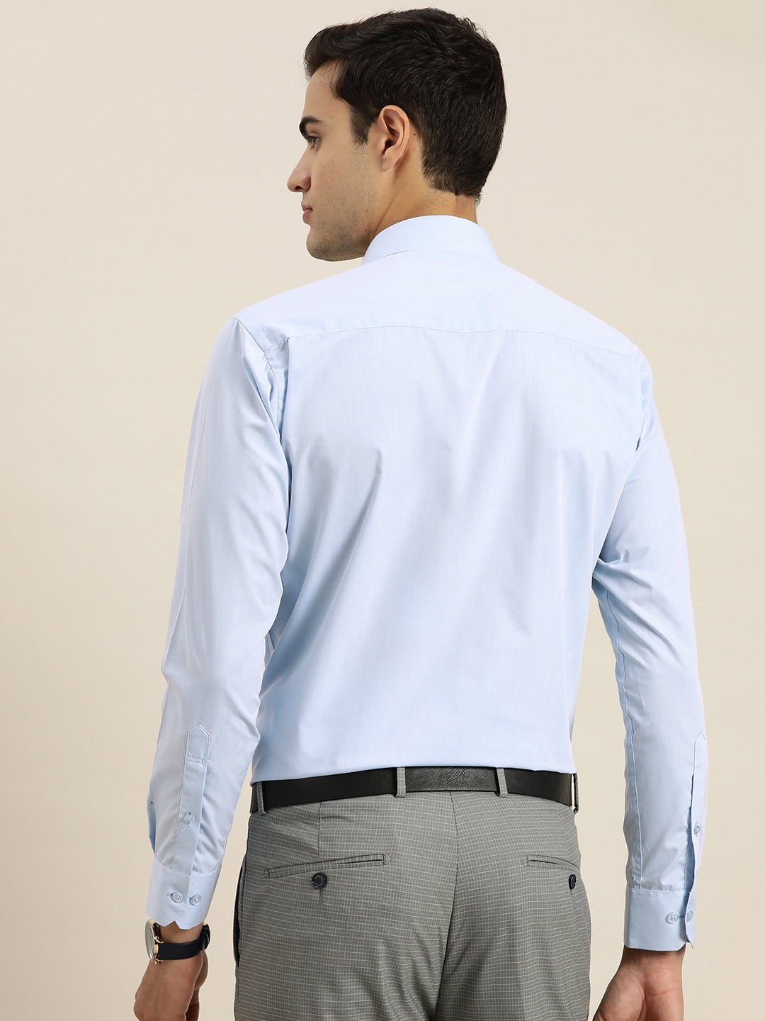 Men Sky Blue Solid Cotton Rich Slim fit Formal Shirt - #folk republic#