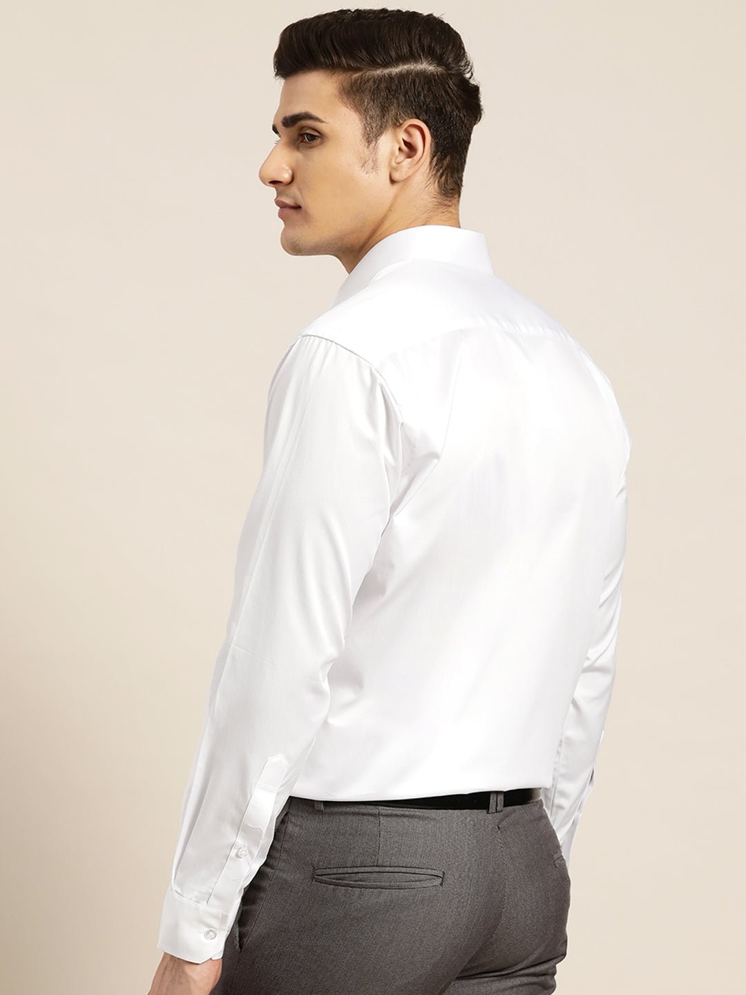 Men White Pure Cotton Solid Regular Fit Formal Shirt - #folk republic#