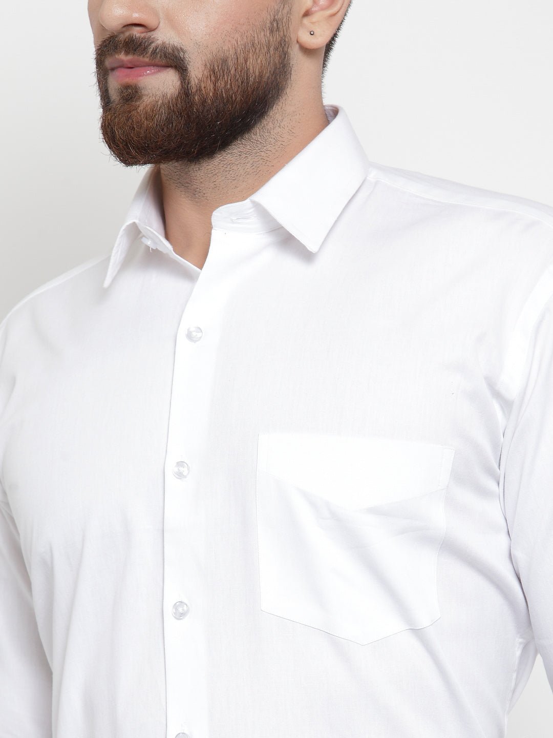Men White Pure Cotton Solid Slim Fit Formal Shirt - #folk republic#