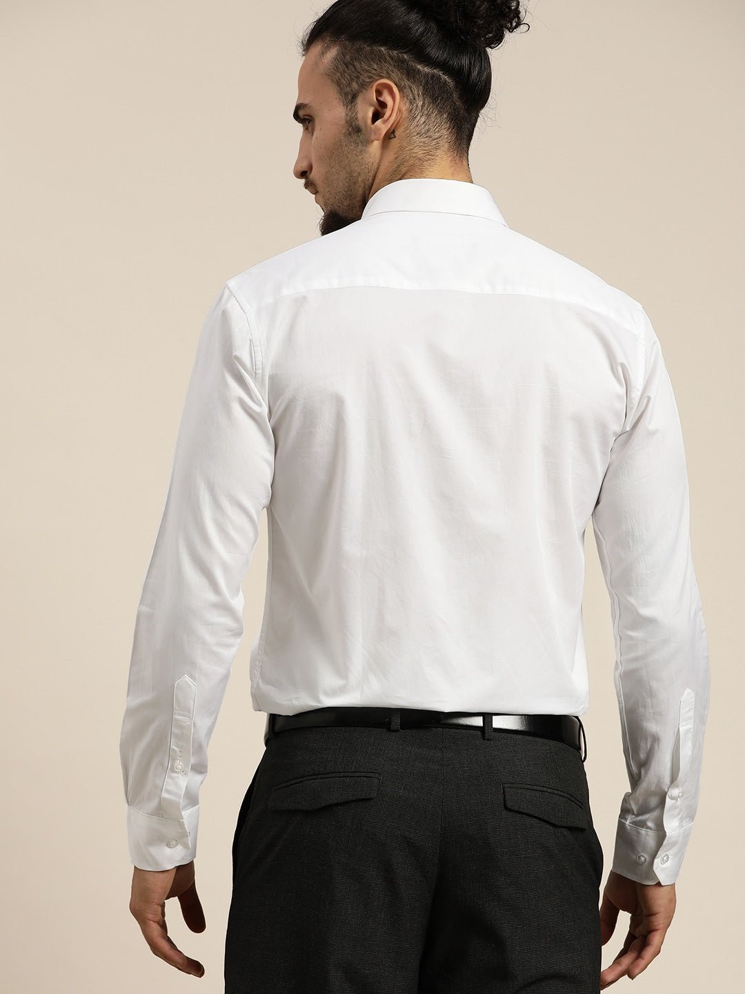 Men White Solid Slim Fit Pure Cotton Formal Shirt - #folk republic#