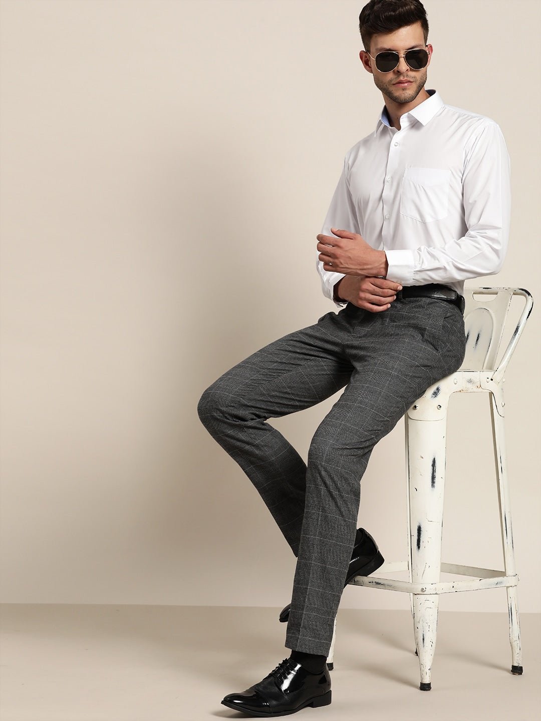 Men White Solids Slim Fit Formal Shirt - #folk republic#