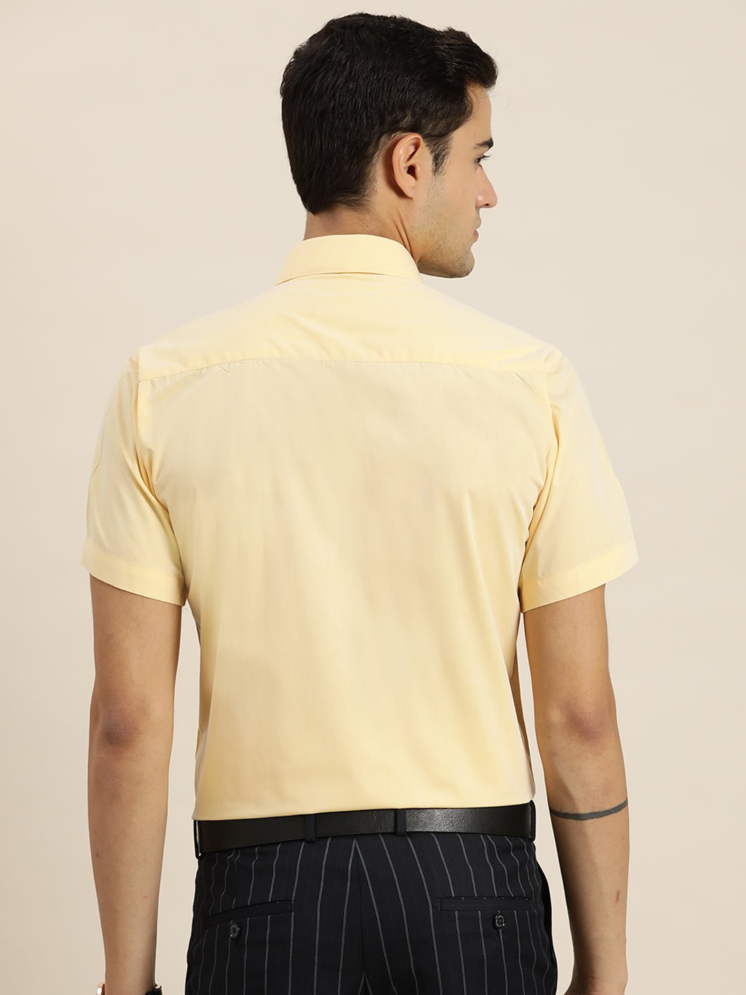Men Yellow Solid Cotton Rich Slim fit Formal Shirt - #folk republic#