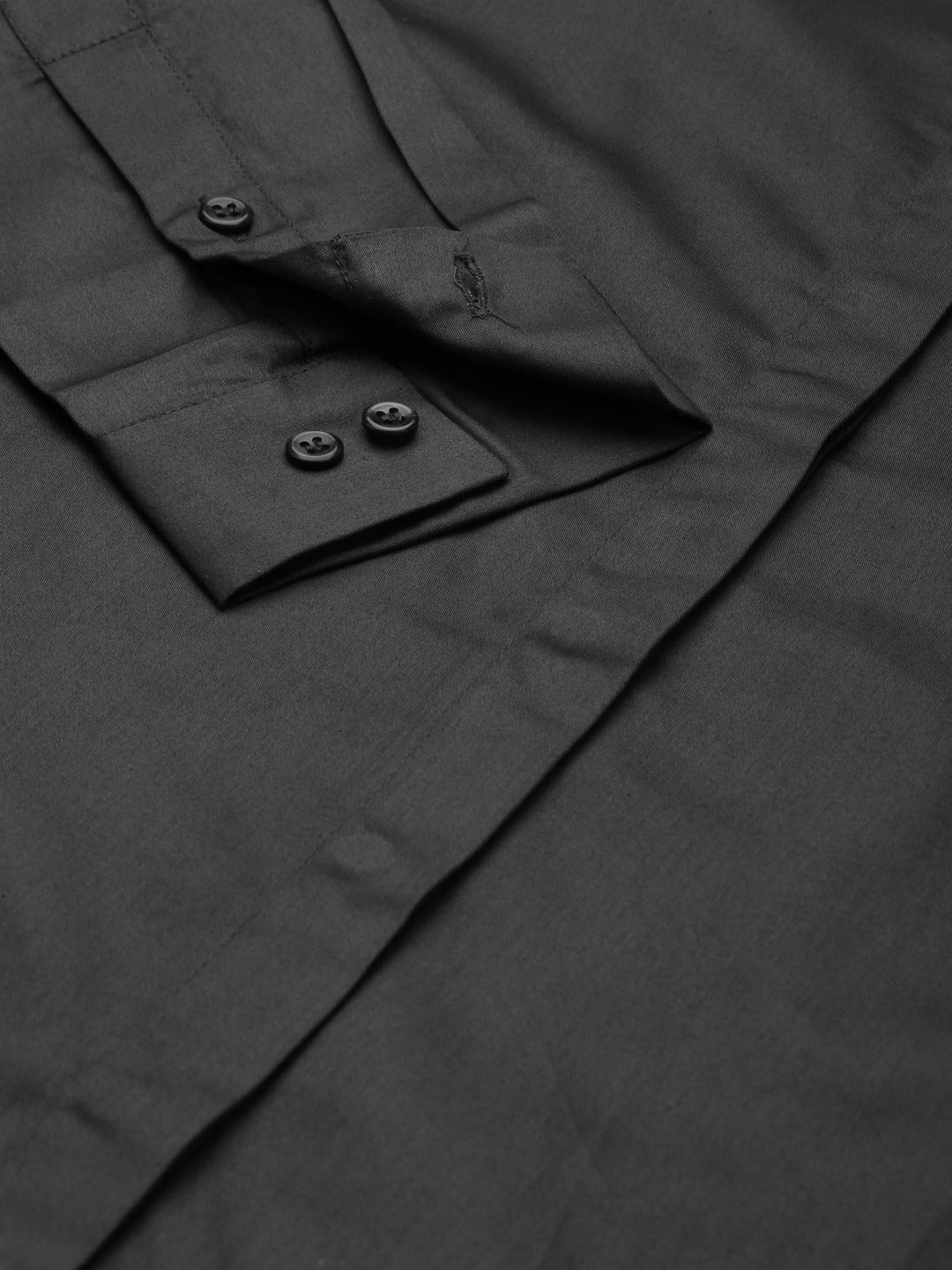 Women Dark Grey Solid Pure Cotton Satin Slim Fit Formal Shirt - #folk republic#