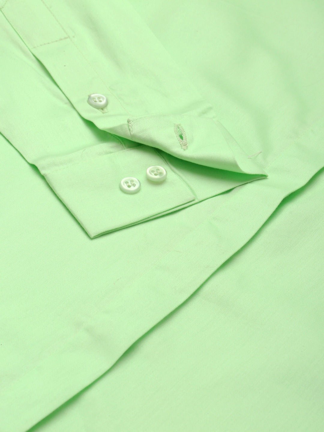 Women Green Solid Pure Cotton Satin Slim Fit Formal Shirt - #folk republic#