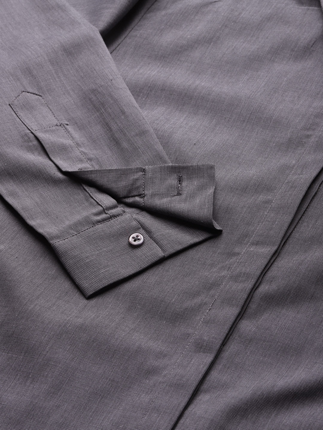 Women Grey Solids Pure Cotton Slim Fit Formal Shirt - #folk republic#
