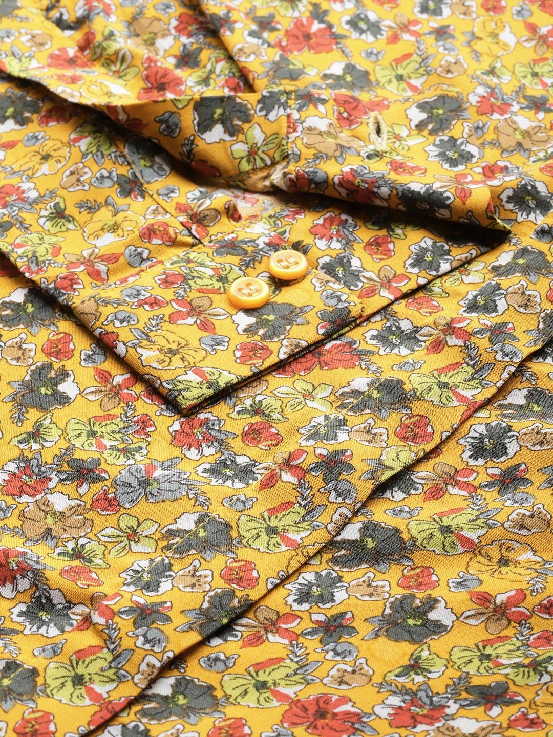 Women Mustard Prints Viscose Rayon Slim Fit Formal Shirt - #folk republic#