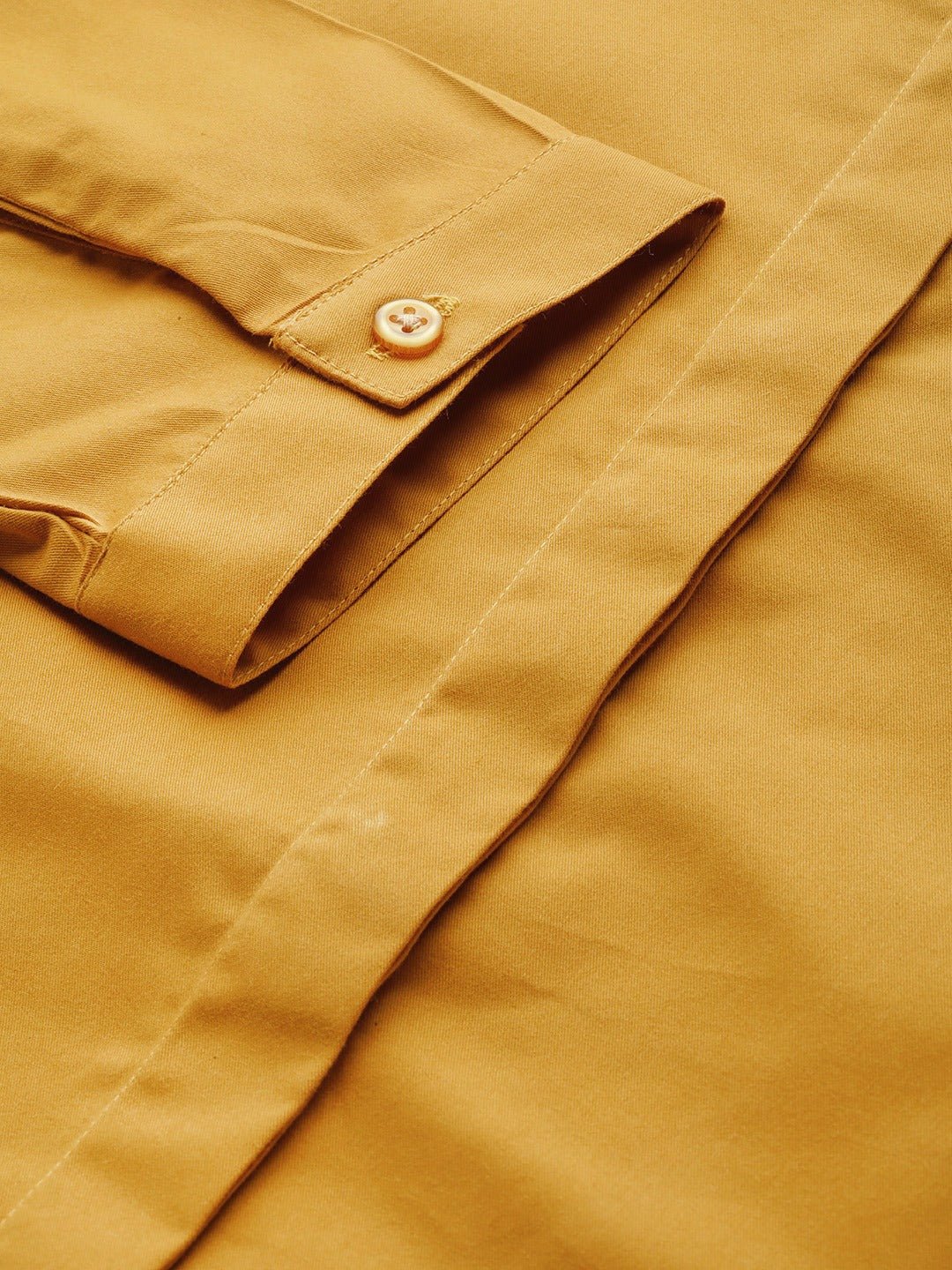 Women Mustard Solids Pure Cotton Slim Fit Formal Shirt - #folk republic#