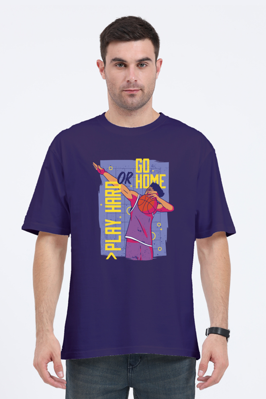 Folk Republic Graphic Print Crew Neck Oversized Purple T-shirt