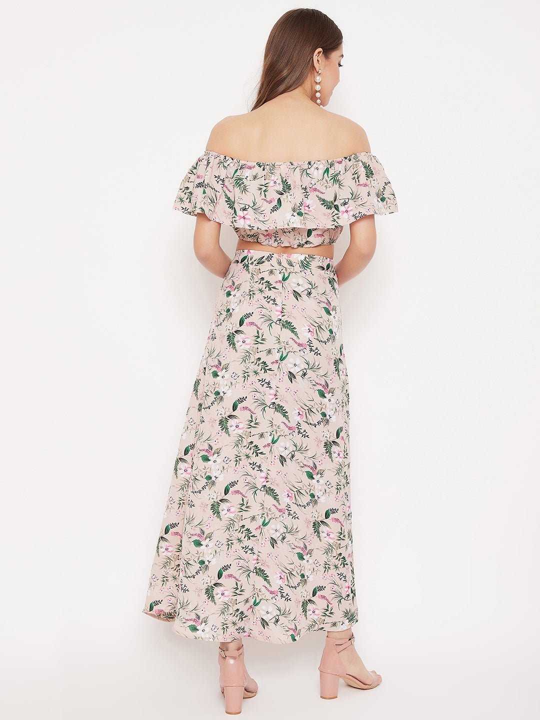 Folk Republic Beige Floral Print Co-Ord Dress Set - #folk republic#
