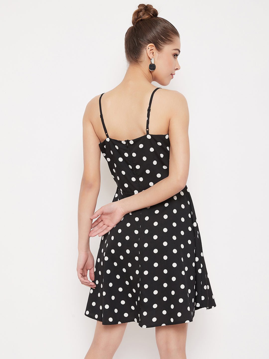 Folk Republic Women Black & White Polka Dot Sleeveless Wrap Mini Dress - #folk republic#