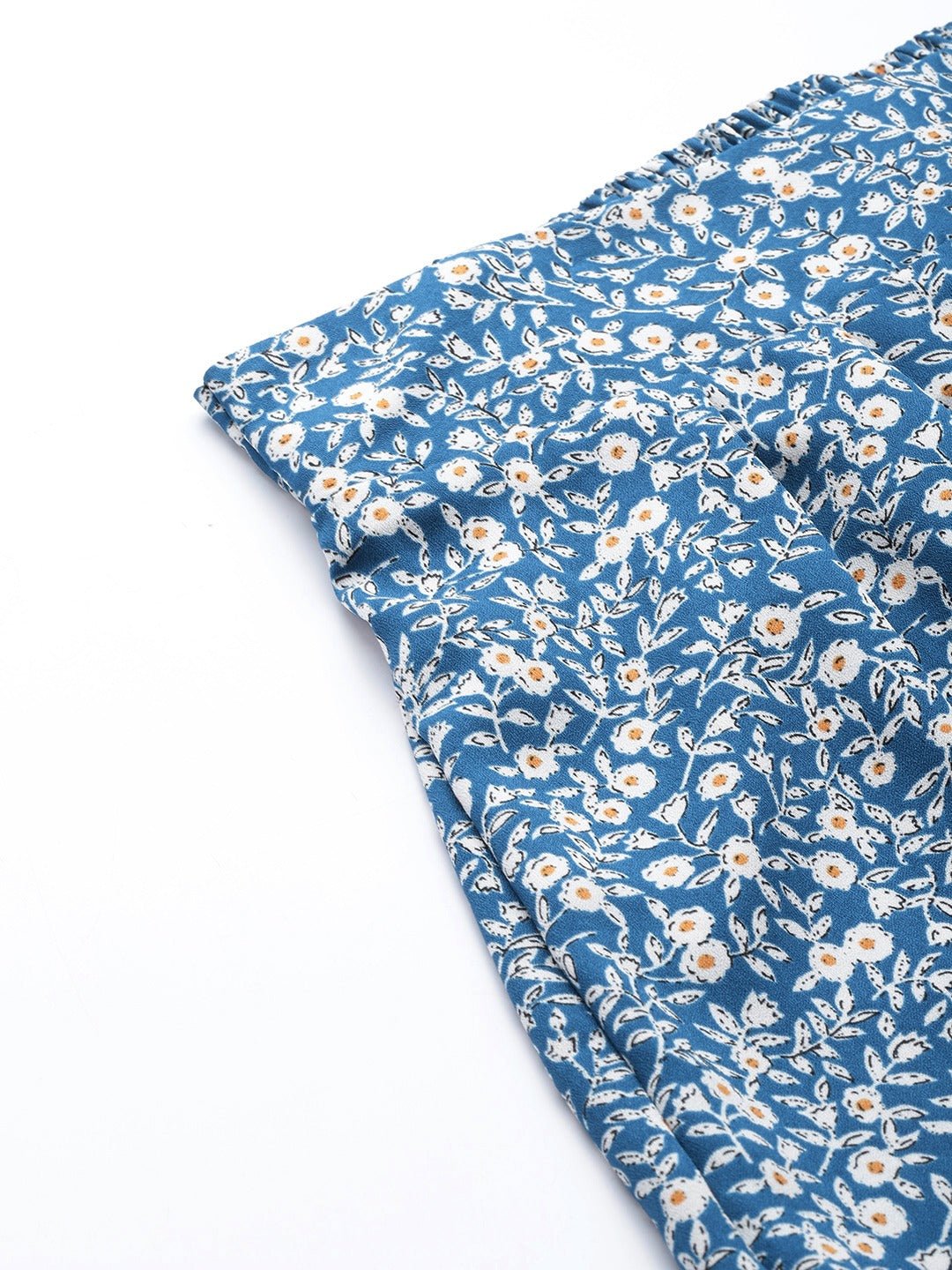 Folk Republic Women Blue & White Floral Printed Tie-Up High-Rise Waist Slip-On Mini Shorts - #folk republic#