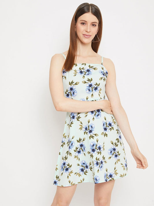 Folk Republic Women Green Floral Print Sleeveless Fit and Flare Dress - #folk republic#