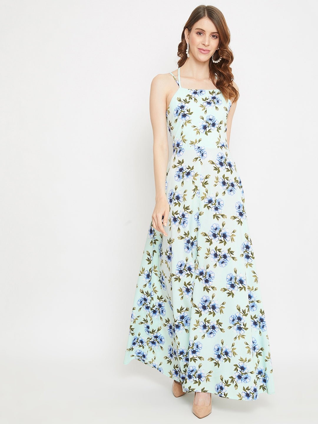 Folk Republic Women Green Floral Print Tie-up Maxi Dress - #folk republic#