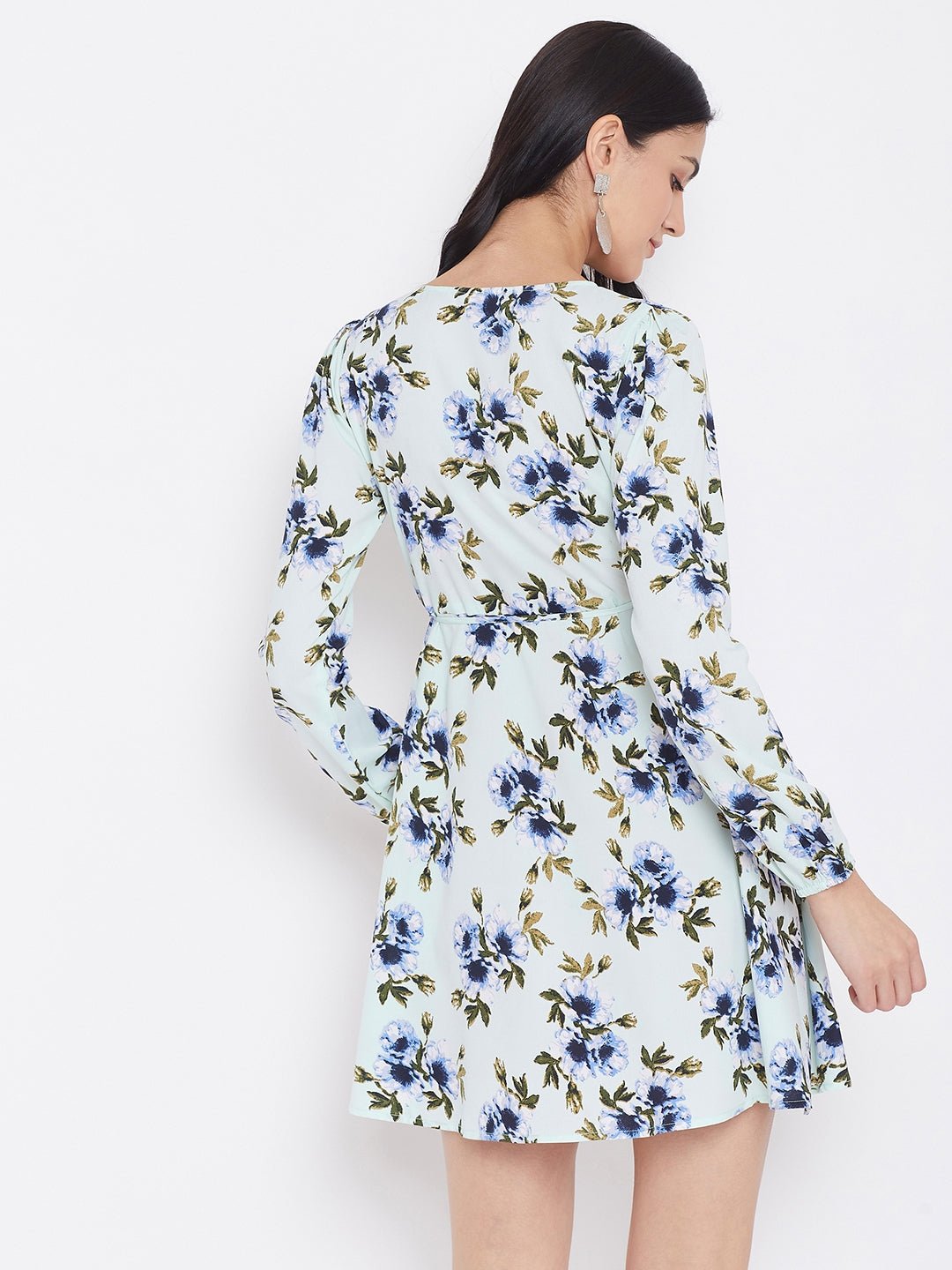 Folk Republic Women Green Floral Printed A-Line Wrap Dress - #folk republic#