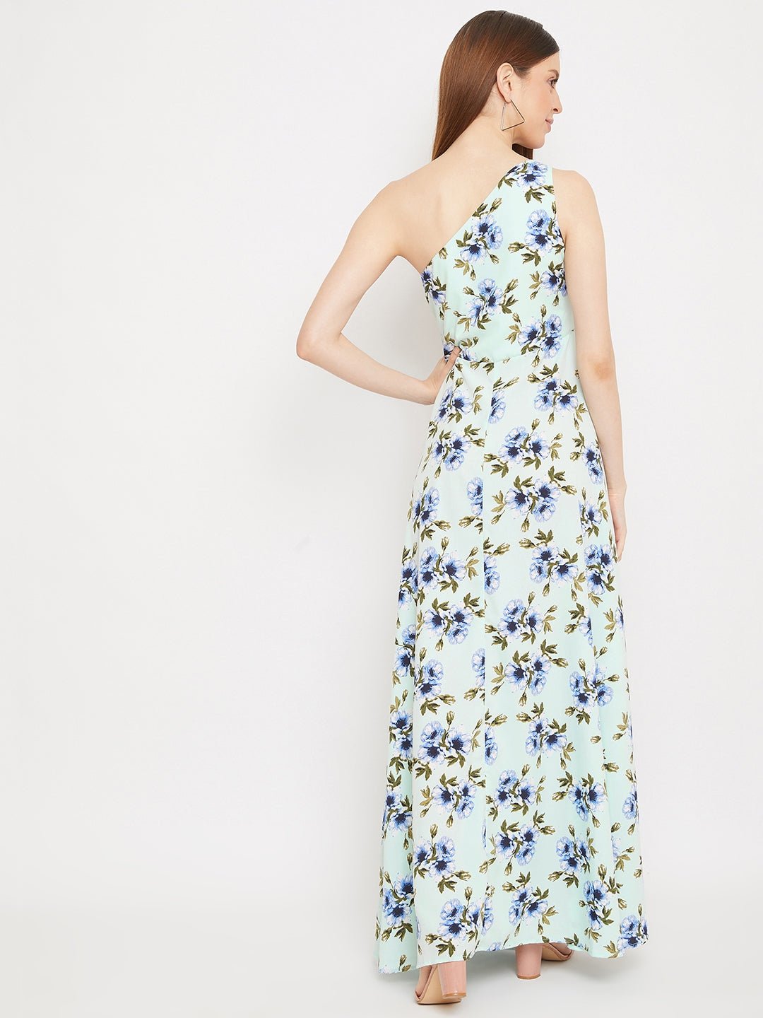 Folk Republic Women Green Floral Printed One-Shoulder Maxi Dress - #folk republic#
