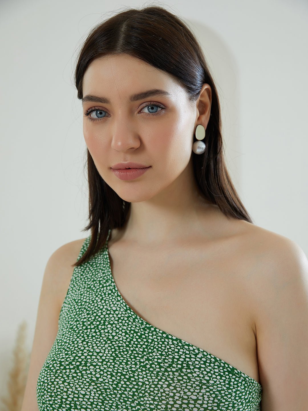 Folk Republic Women Green & White Conversational Printed One-Shoulder Neck Sleeveless Tie-Up Flounce Hem Ruffled Mini Dress - #folk republic#