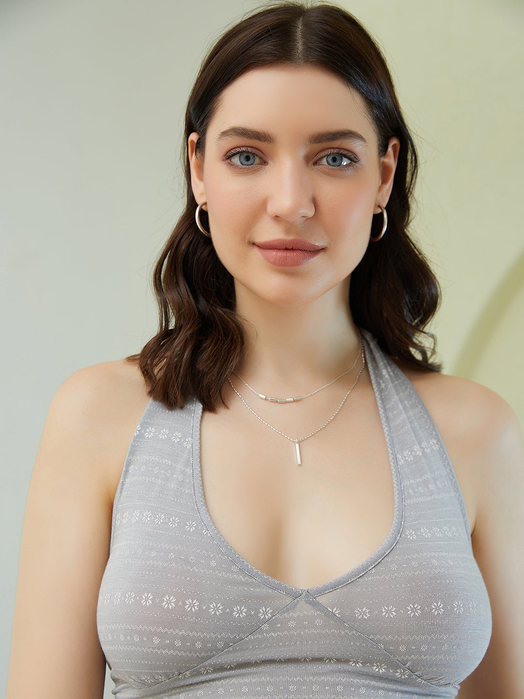 Folk Republic Women Grey & White Floral Printed Halter Neck Sleeveless Tie-Up Backless Polyester Crop Top - #folk republic#