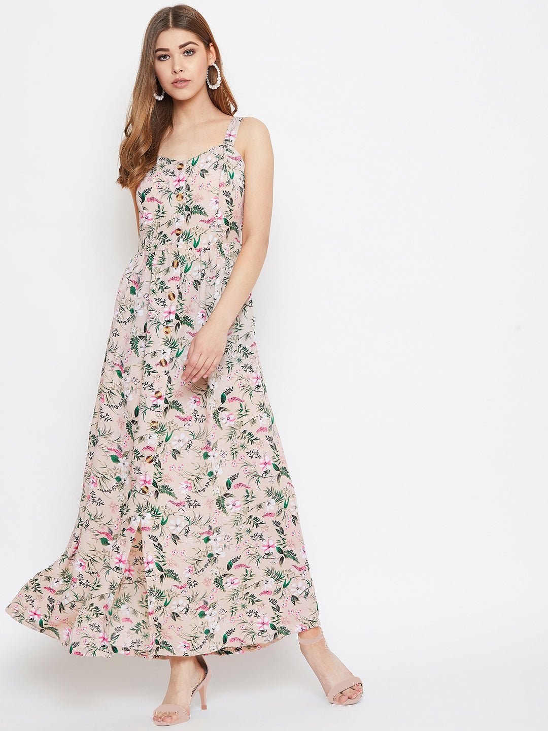 Folk Republic Women Multi-Colour Floral Sweetheart Neck Maxi Dress - #folk republic#