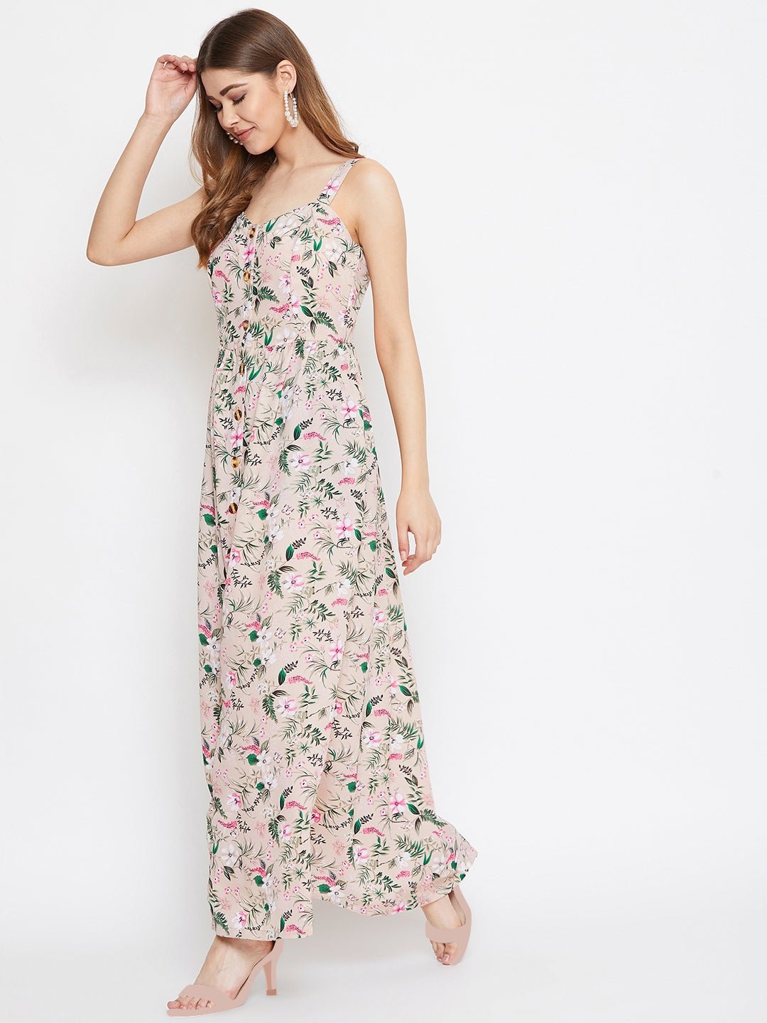 Folk Republic Women Multi-Colour Floral Sweetheart Neck Maxi Dress - #folk republic#