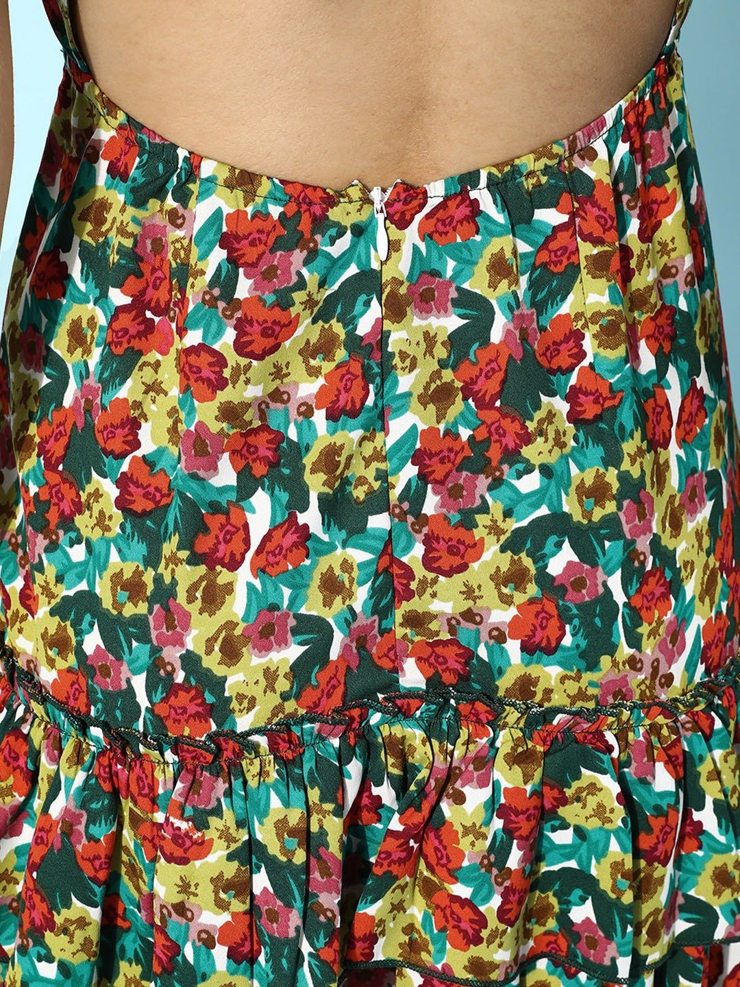 Folk Republic Women Multicolored Floral Printed Backless A-Line Mini Dress - #folk republic#