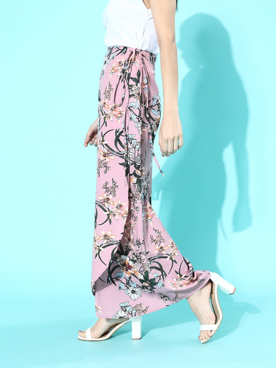 Folk Republic Women Multicoloured Floral Printed Side Tie-Up Flared Wrap Maxi Skirt - #folk republic#
