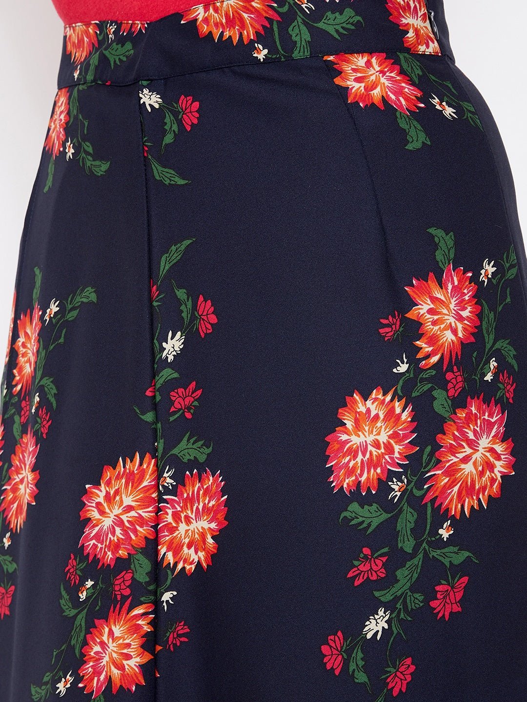 Folk Republic Women Navy Blue Floral Printed A-Line Maxi Skirt - #folk republic#
