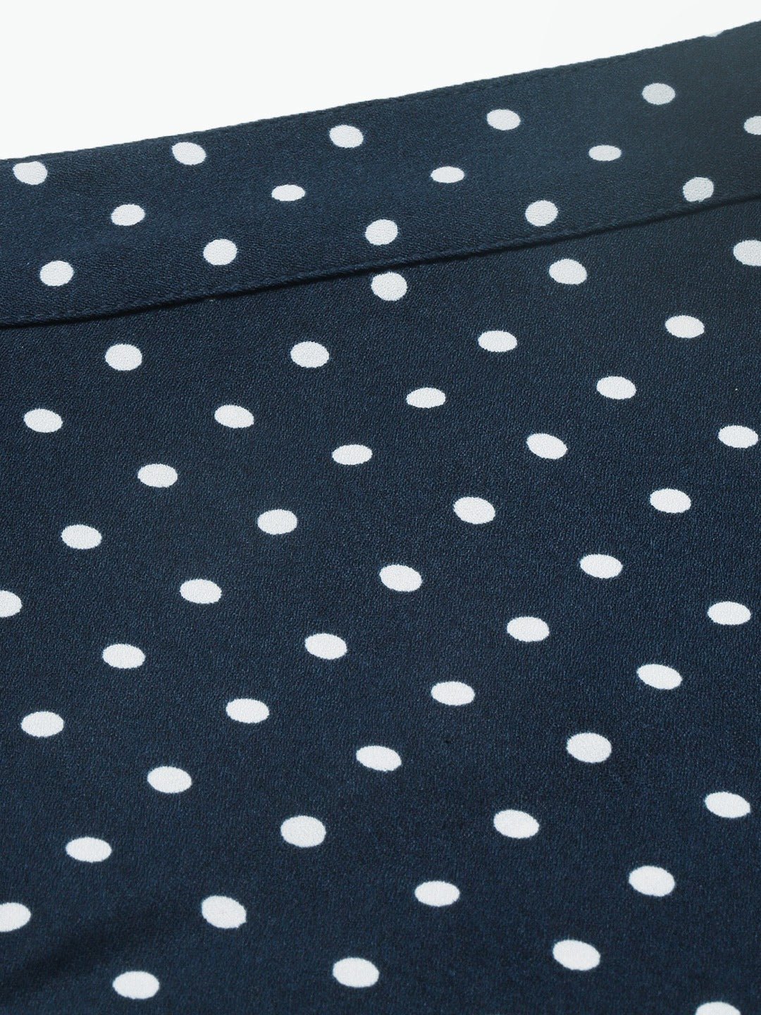 Folk Republic Women Navy Blue Polka Dot Asymmetrical Hem Ruffled Skirt - #folk republic#