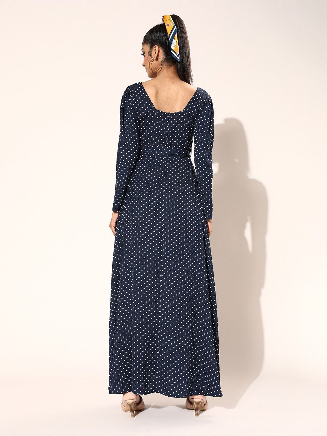 Folk Republic Women Navy Blue Polka Dot Maxi Dress - #folk republic#