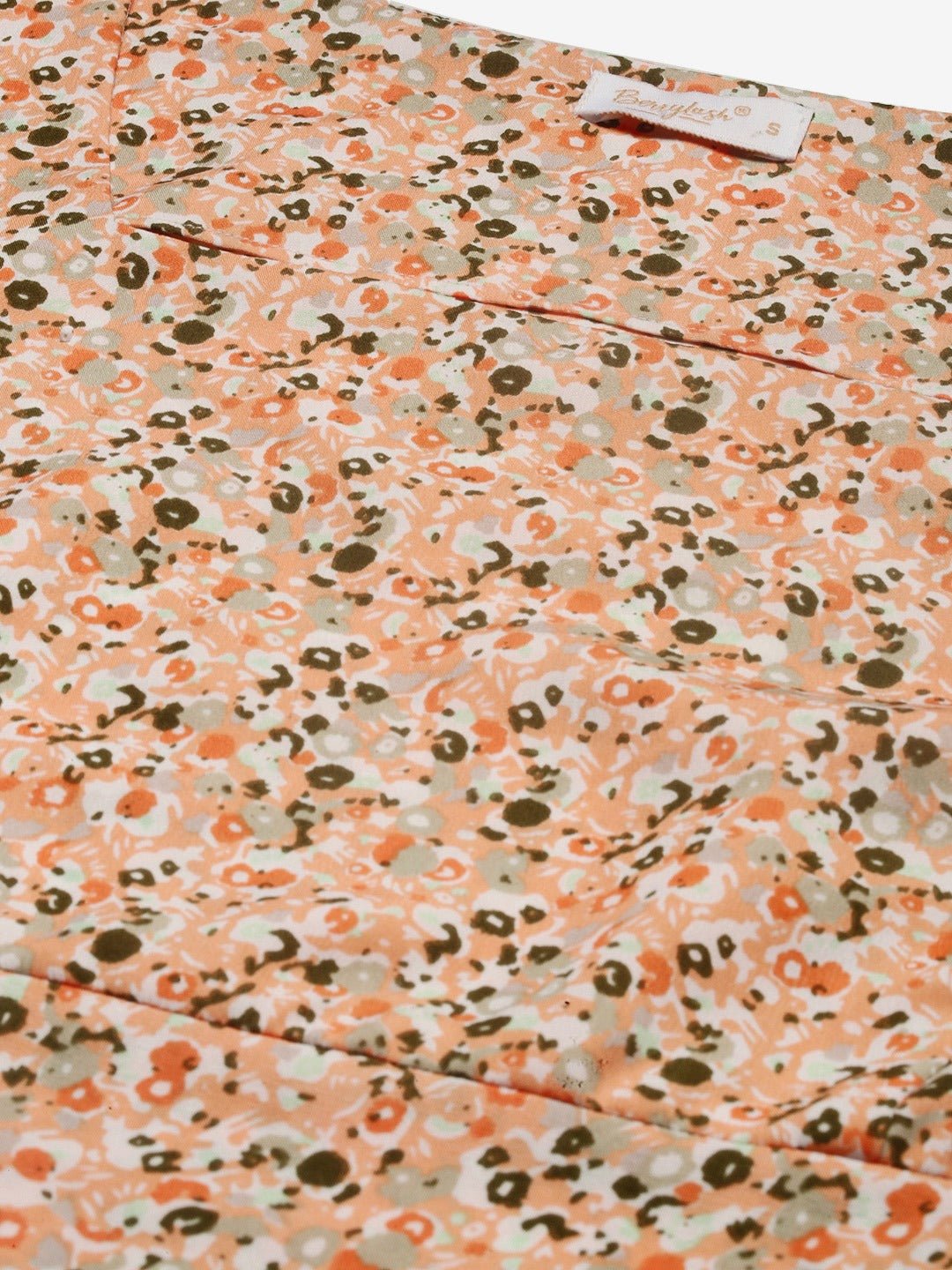 Folk Republic Women Orange Square Neck Floral Printed Crop Top - #folk republic#