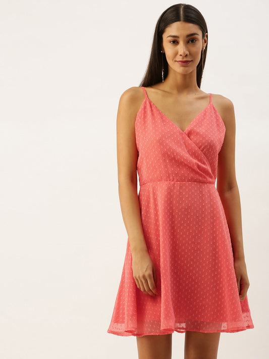 Folk Republic Women Pink Dot Pattern Fit and Flare Mini Dress - #folk republic#