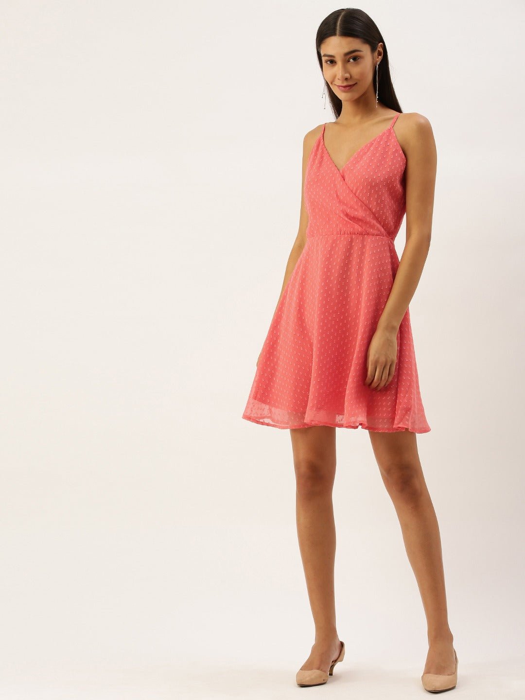 Folk Republic Women Pink Dot Pattern Fit and Flare Mini Dress - #folk republic#