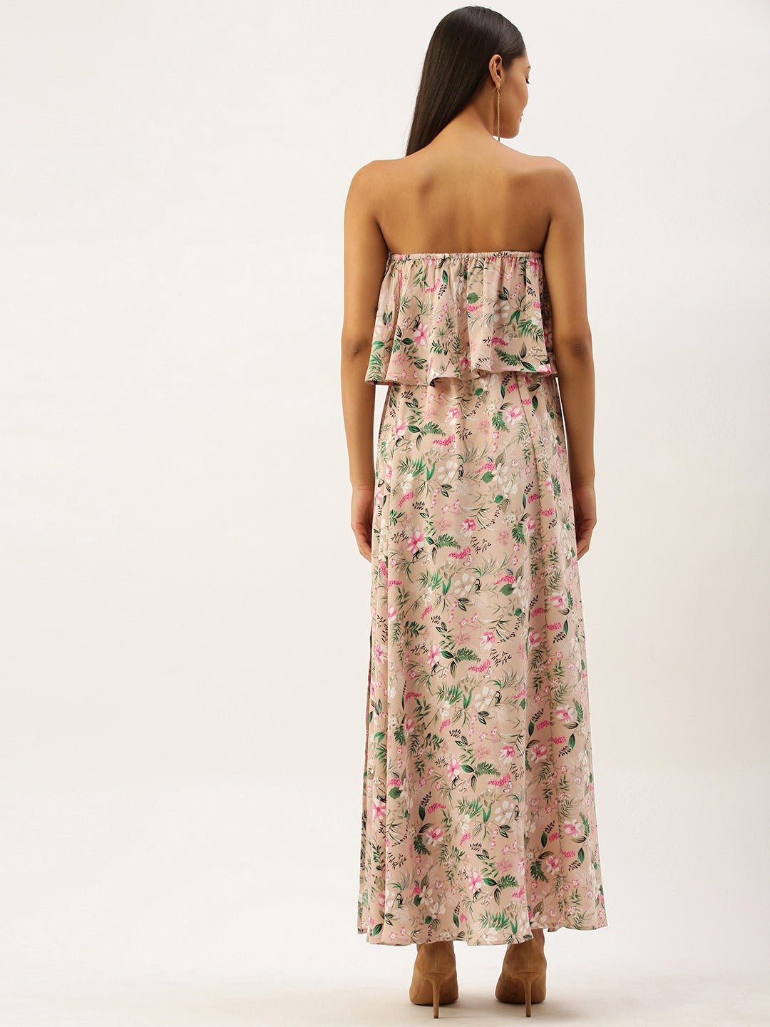 Folk Republic Women Pink Off-Shoulder Floral Printed Maxi Dress - #folk republic#