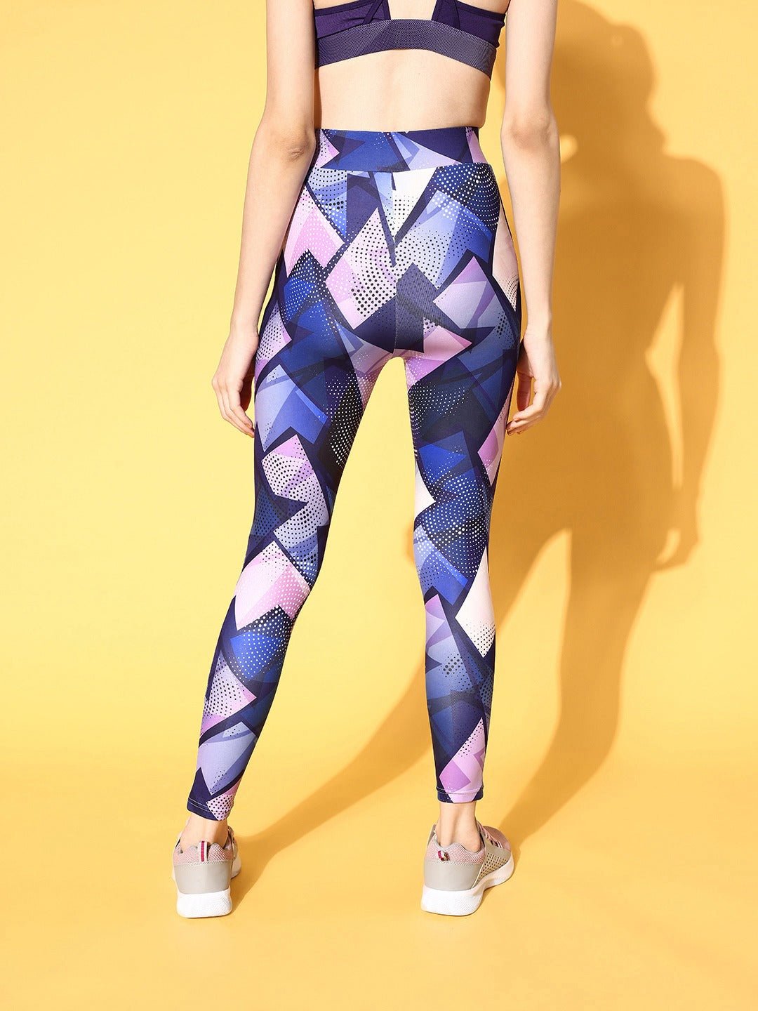 Folk Republic Women Purple Abstract Printed Super Stretchy & High Waisted Sports Tights - #folk republic#