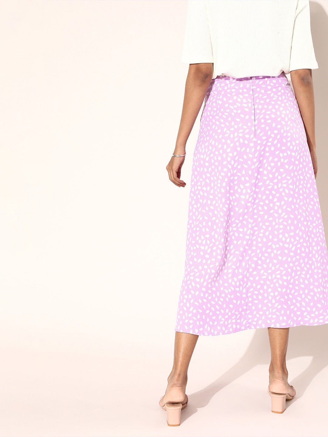 Folk Republic Women Purple & White Abstract Printed Flared A-Line Midi Skirt - #folk republic#