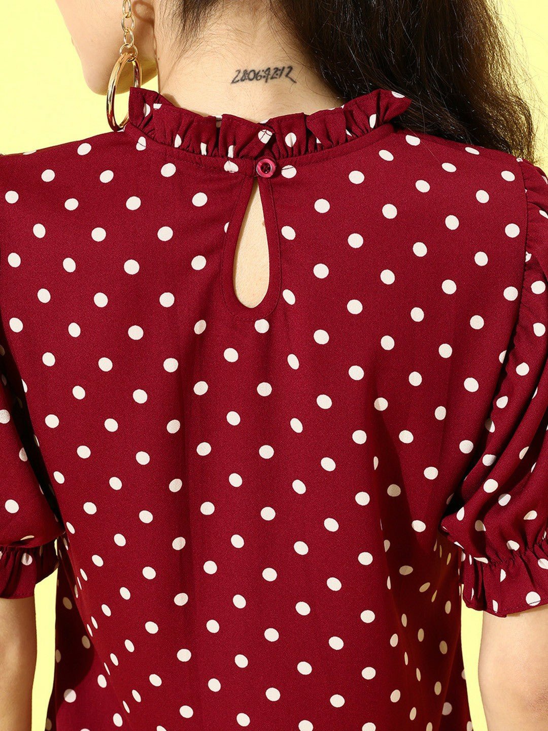 Folk Republic Women Red Polka Dot Printed Crepe Regular Top - #folk republic#