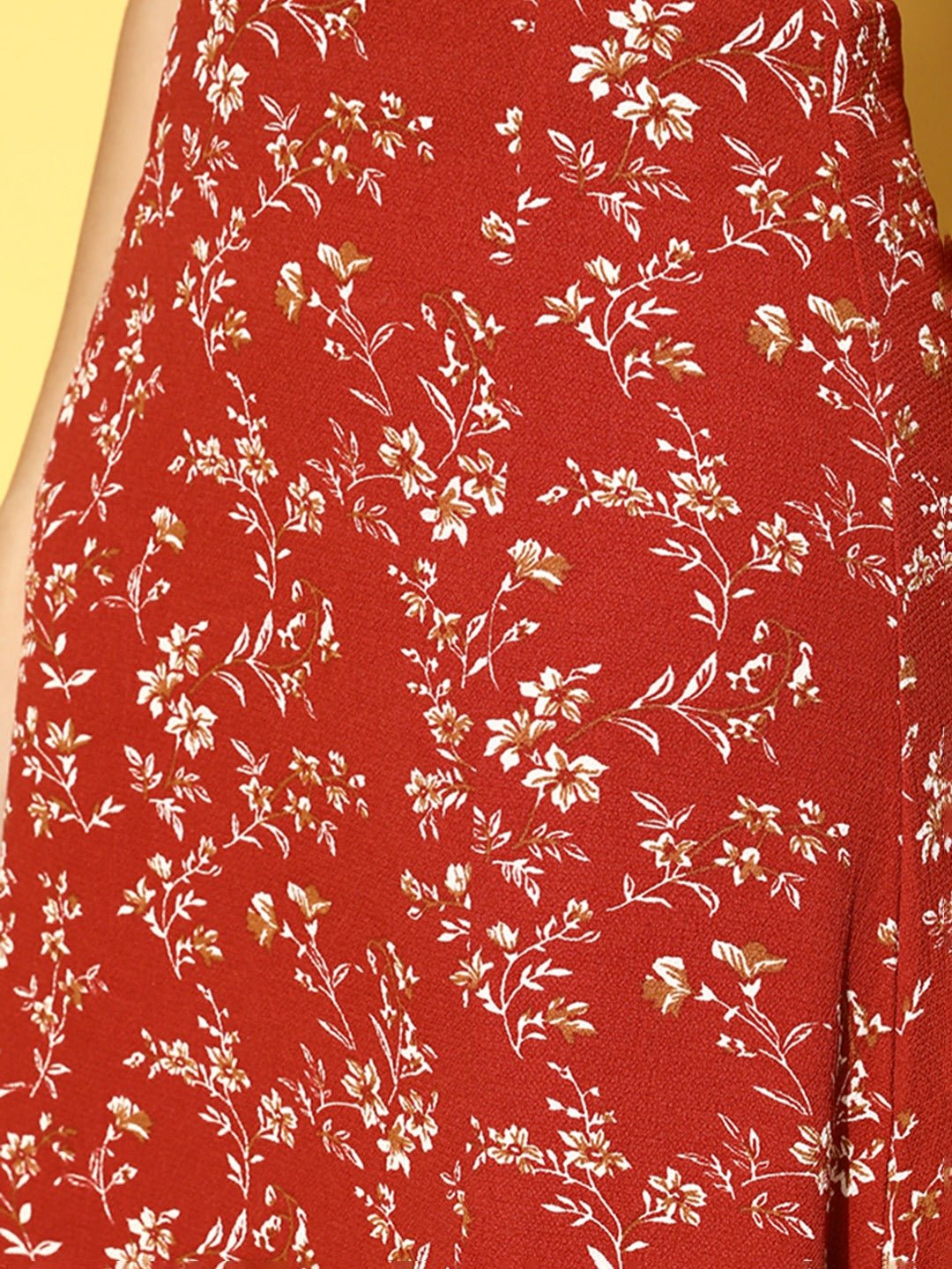 Folk Republic Women Red & White Floral Printed High-Rise Waist Side-Slit Flared A-Line Maxi Skirt - #folk republic#