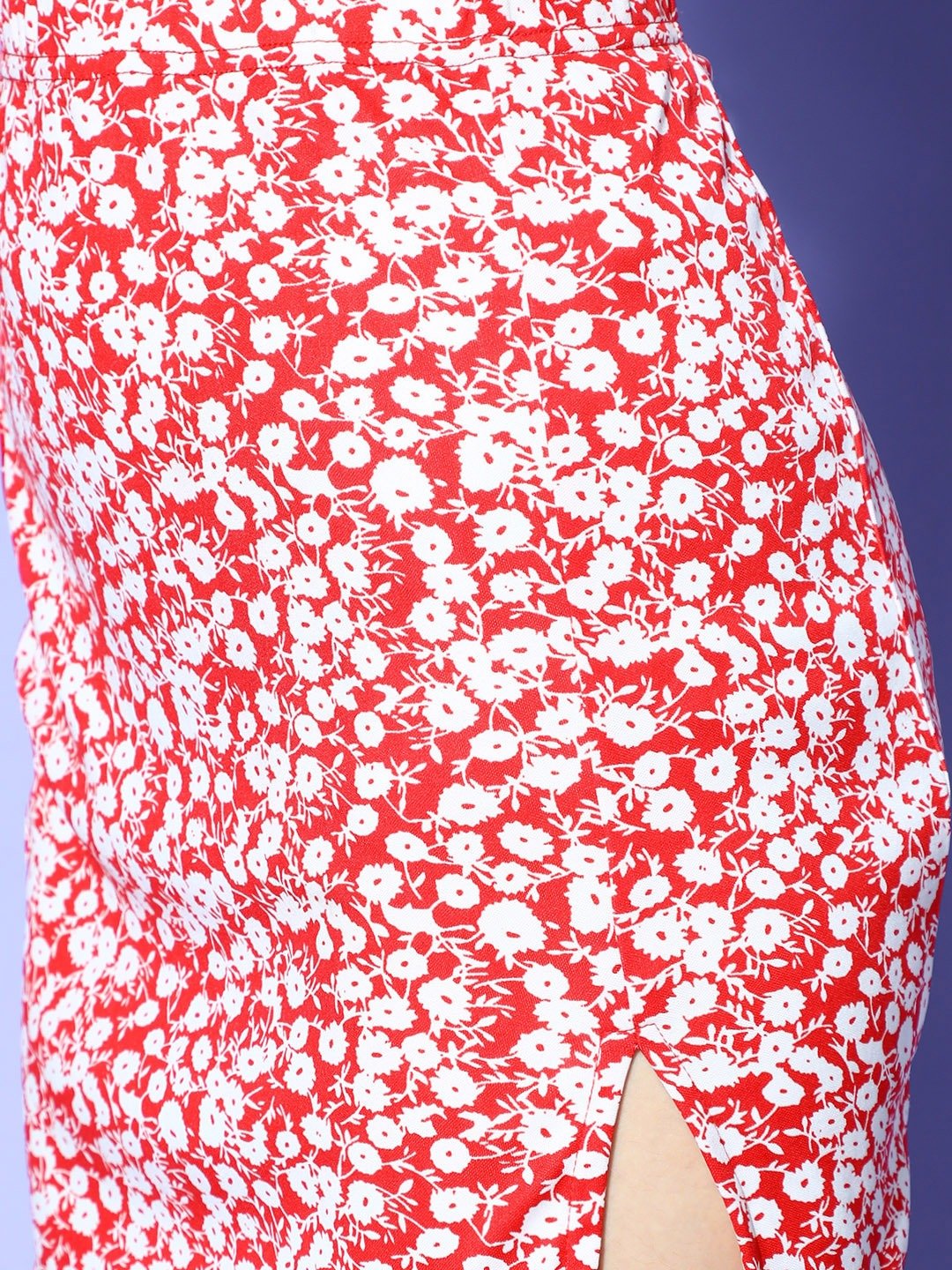 Folk Republic Women Red & White Floral Printed Square Neck Crop Top and Mini Skirt Co-Ord Set - #folk republic#