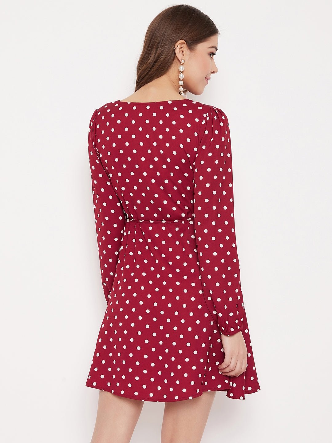 Folk Republic Women Red & White Polka Dot Printed Wrap Mini Dress - #folk republic#