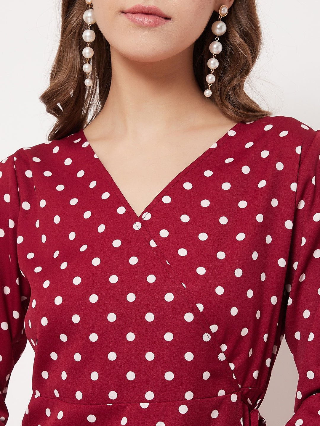 Folk Republic Women Red & White Polka Dot Printed Wrap Mini Dress - #folk republic#