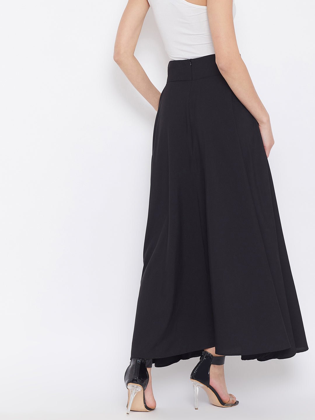 Folk Republic Women Solid Black Bow-Tie High-Waist Maxi Skirt - #folk republic#
