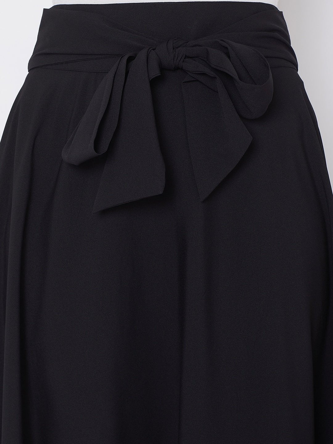 Folk Republic Women Solid Black Bow-Tie High-Waist Maxi Skirt - #folk republic#