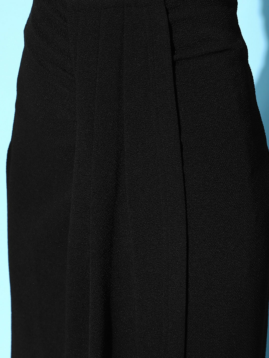 Folk Republic Women Solid Black High-Rise Waist Asymmetrical Hem Pleated Maxi Skirt - #folk republic#