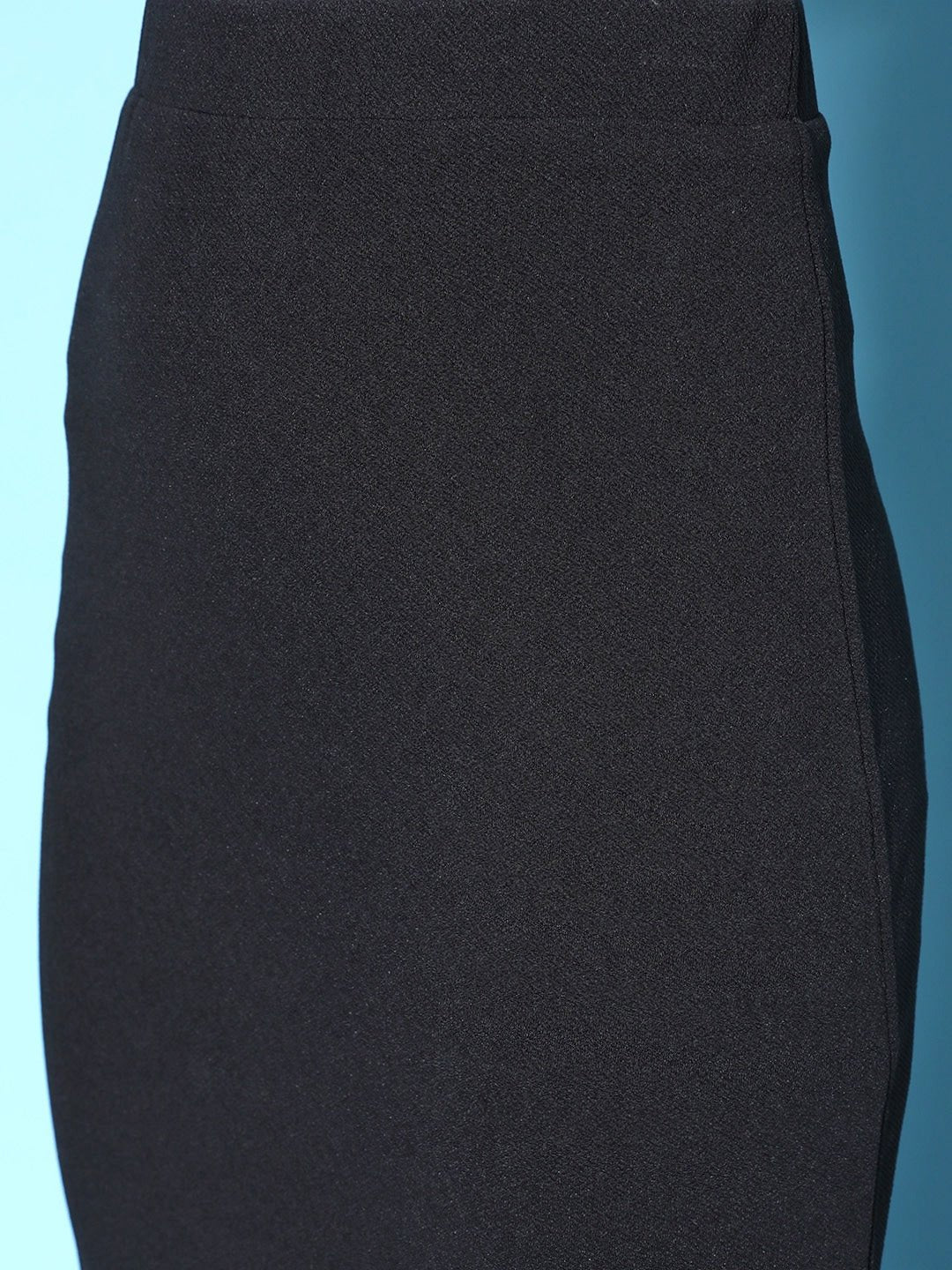 Folk Republic Women Solid Black High-Rise Waist Thigh-High Slit Straight Hem Knitted Maxi Skirt - #folk republic#