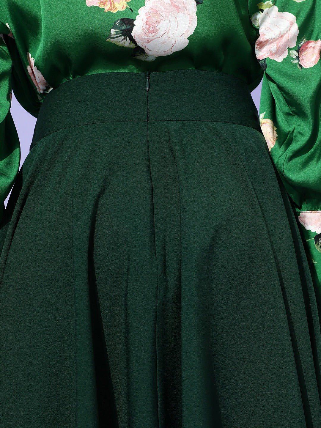 Folk Republic Women Solid Green Flared A-Line Midi Skirt - #folk republic#